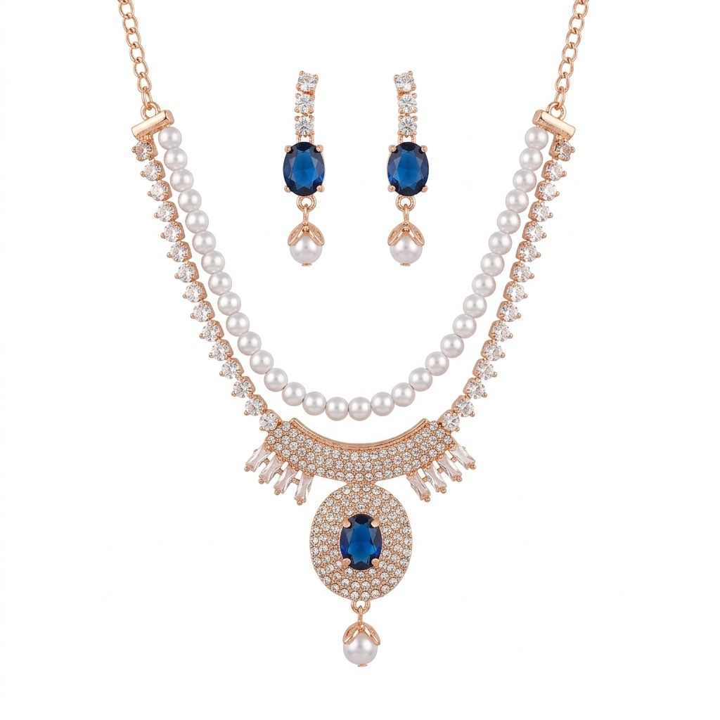 Pearl Designer Necklace Set with Earrings